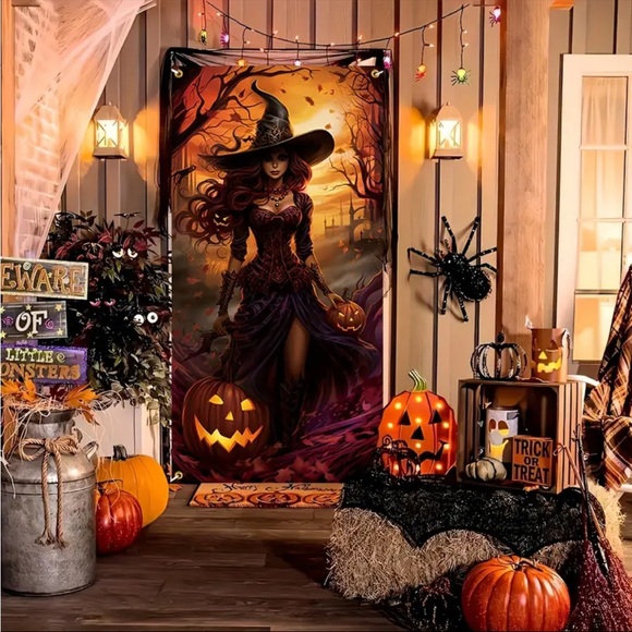 2D Door Banner Halloween Elegant Witch Door Banner/Cover - Picture 2 of 5